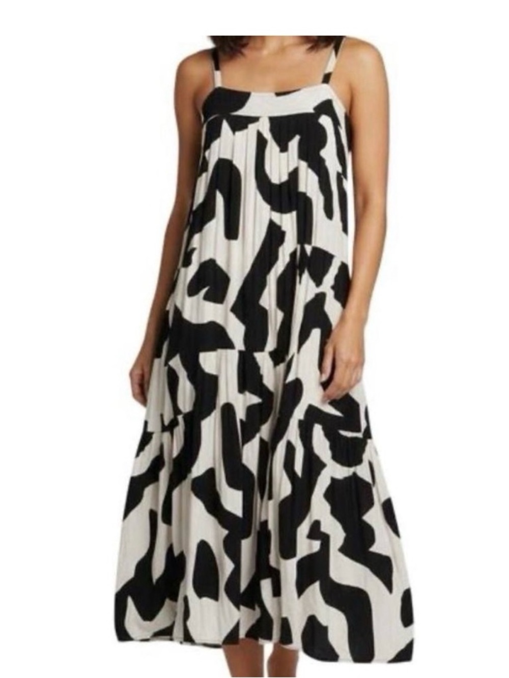 Abel the Label Anthropologie Abstrast Midi, Black/White, Size S